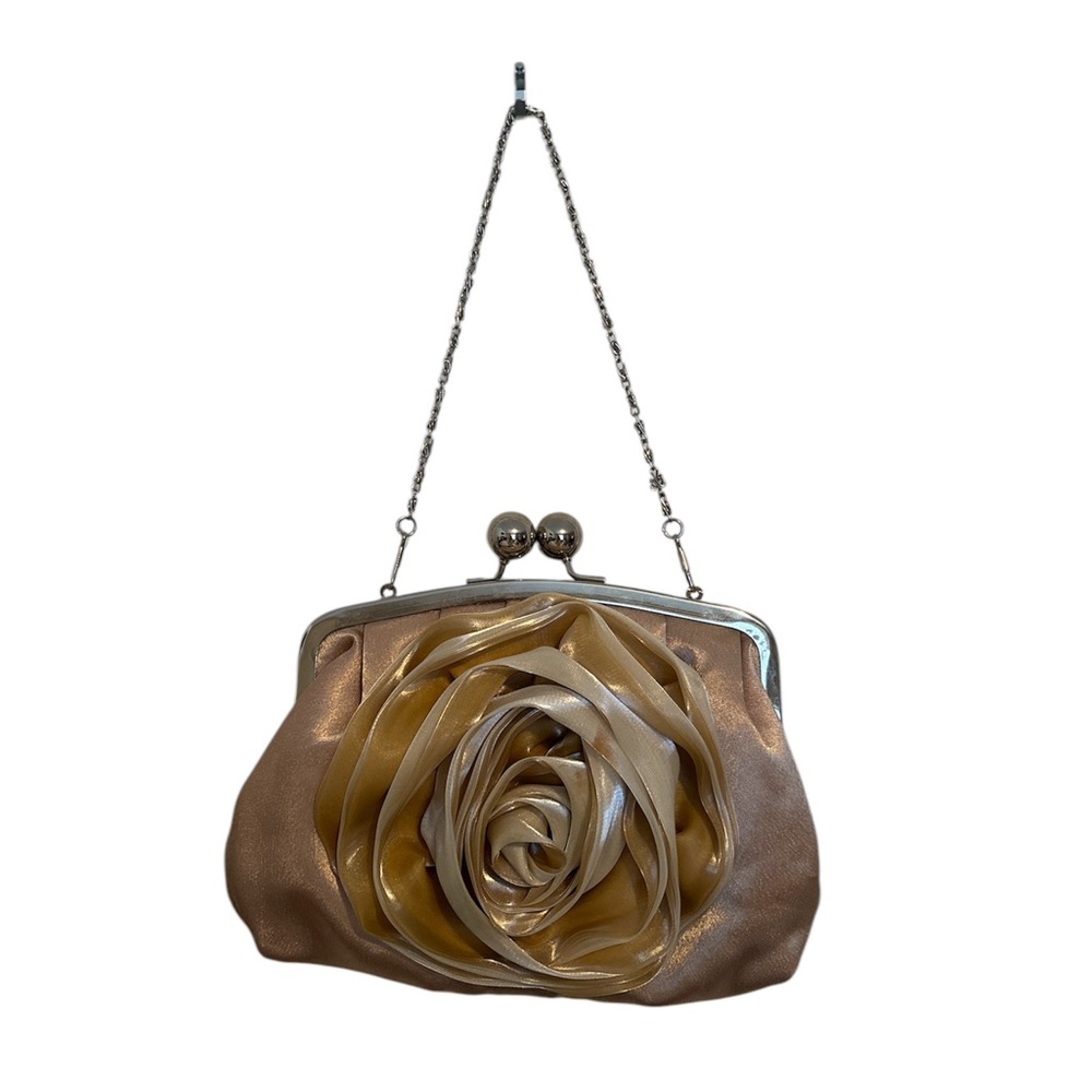 Vintage gold rose shaped evening clutch